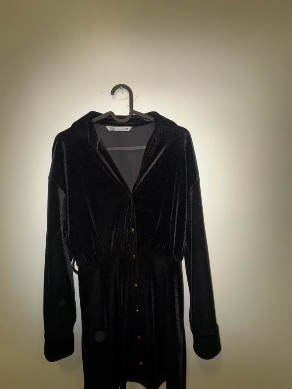 Zara Black Velvet Button-Front Mini Dress - Picture 3 of 10